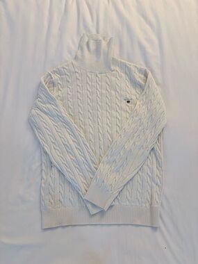 GANT Cream Cable-Knit Turtleneck Sweater